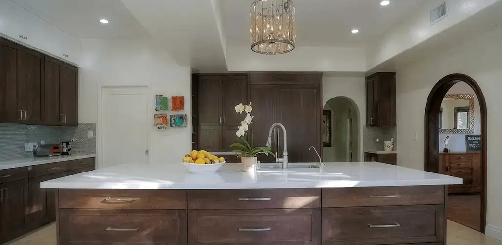 Cabinet refacing project with updated kitchen cabinets and island in Providence, RI