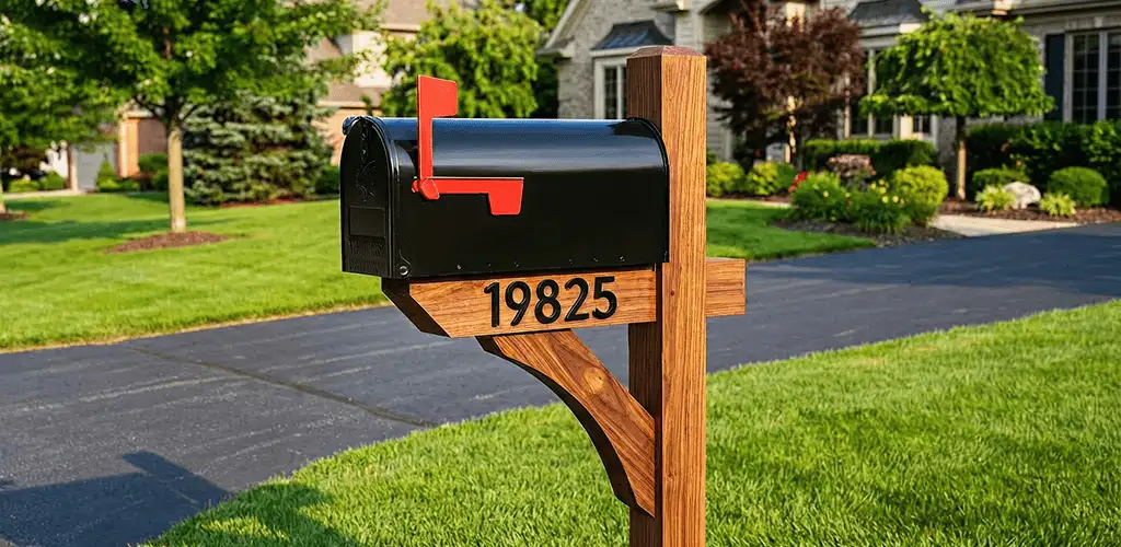 New mailbox installation with post and address number for a home in Providence, RI