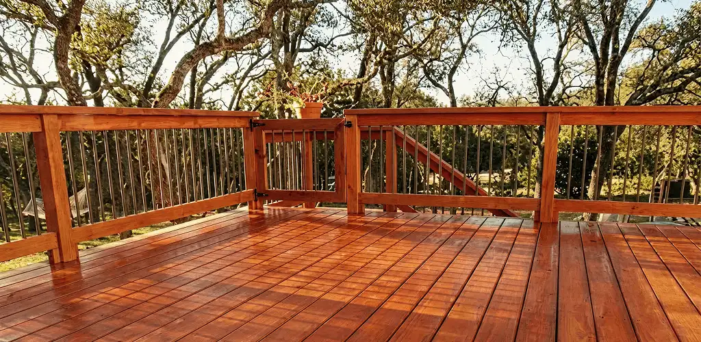 Deck sealing results with a freshly sealed wood deck in Providence, RI
